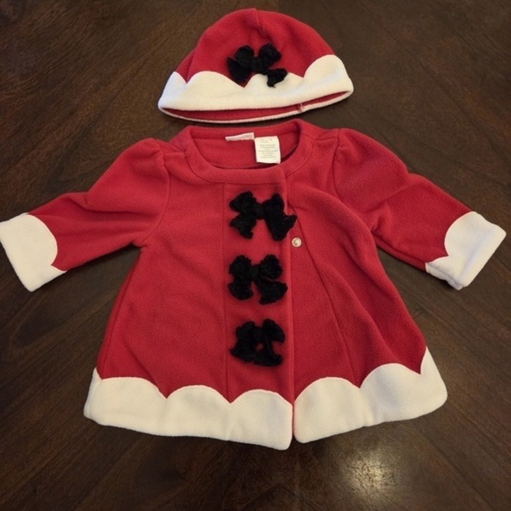 Camilla Red and White Kids Pea Coat with Hat
